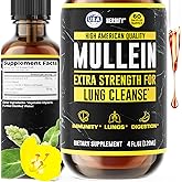 HERBIFY Mullein Drops - Lung Cleanse - Leaf Extract - Powerful Mullein for Immune Support,Detox &amp; Respiratory Support - Made in USA - Lung Cleanse for Smokers - 4 Oz