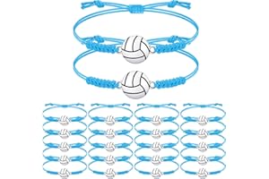 Jadive 20 Pieces Volleyball Charm Bracelets Bulk Volleyball Team Gifts Adjustable Christmas Sport Jewelry for Women Men Coach Decorations