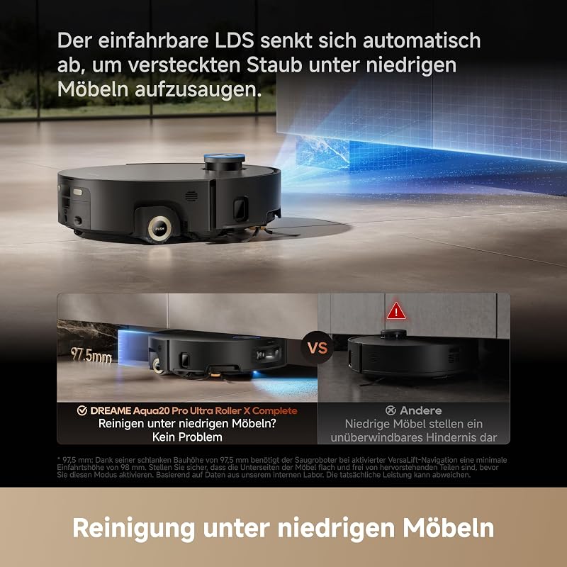 Aqua20 Pro Ultra Roller X Complete Saug- und Wischroboter, Schwarz