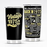 KERAOO Happy 51th Birthday Tumblers Gifts for Men Women, Back in 1975 Stainless Steel Tumblers Gifts, 1975 51 Years Old Birthday Gift For Wife Husband Mom Dad