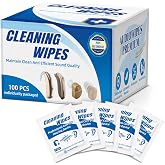 100 Count Hearing Aids Cleaning Wipes Cleaning Kit, Hearing Aid Audio Wipes | Individually Packaged Cleaning Towelette Tools Kits Supplies Hearing Aid Accessories Suitable for Hearing Amplifier,Earwax...