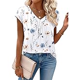 Zeagoo Womens Tops Short Sleeve V Neck Shirts Summer Dressy Casual Business Clothes Work Blouses Fashion Clothing Outfits