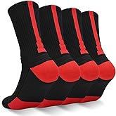 Finerview Men Basketball Socks, 4 Pack Cushion Performance Crew Athletic Socks for Adult & Youth Kids