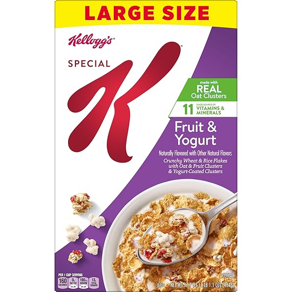 KELLOGG’S SPECIAL K FRUIT AND YOGURT BREAKFAST CEREAL, GOOD SOURCE OF FIBER, LARGE SIZE, 17.1 OZ