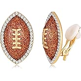 YUJIE Clip On Earrings Football Rugby Baseball Non Pierced Studs for Women Sports Game Team Fans Earrings Jewelry