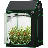 VIVOSUN R446 4x4 Grow Tent 48"x48"x72" Roof Cube Tent | Heavy-duty Zippers, High Cube Roof Design, Floor Tray, Observation Window, Sturdy Metal Frame