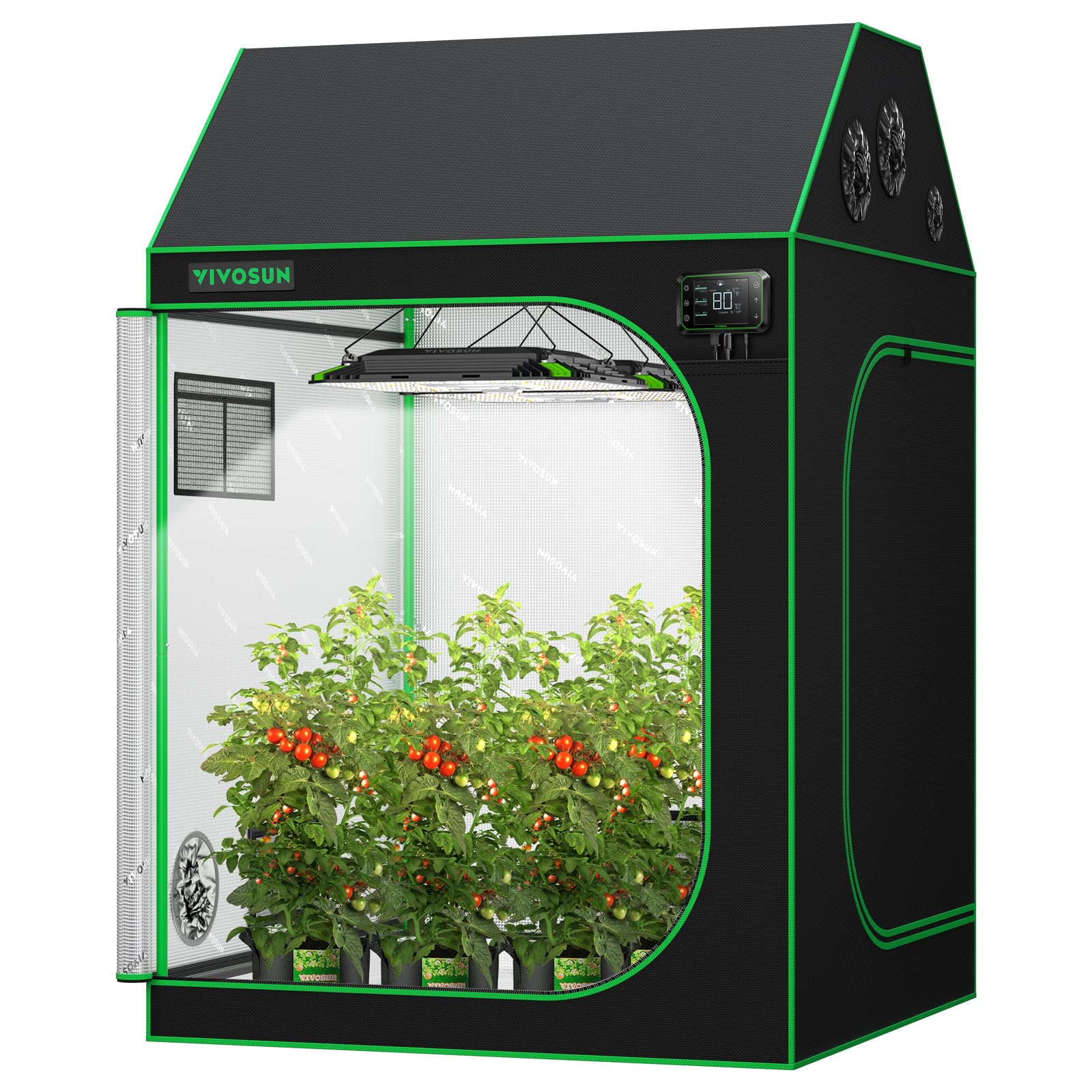 Photo 1 of VIVOSUN R446 4x4 Grow Tent, 48"x48"x72" Roof Cube Tent with Observation Window and Floor Tray for Hydroponics Indoor Plant for VS4000/VSF4300