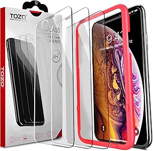 TOZO Compatible for iPhone 11 Pro/XS/X Screen Protector [3-Pack] Premium Tempered Glass [0.26mm] 9H Hardness 2.5D Film Super Easy Apply for iPhone 11 Pro/XS/X 5.8 Inch