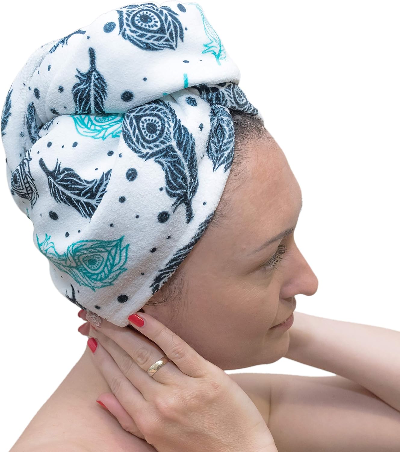 YOSSEE Hair Turban Towel Microfibre/Cotton, HD Printed Hair Towel Wrap