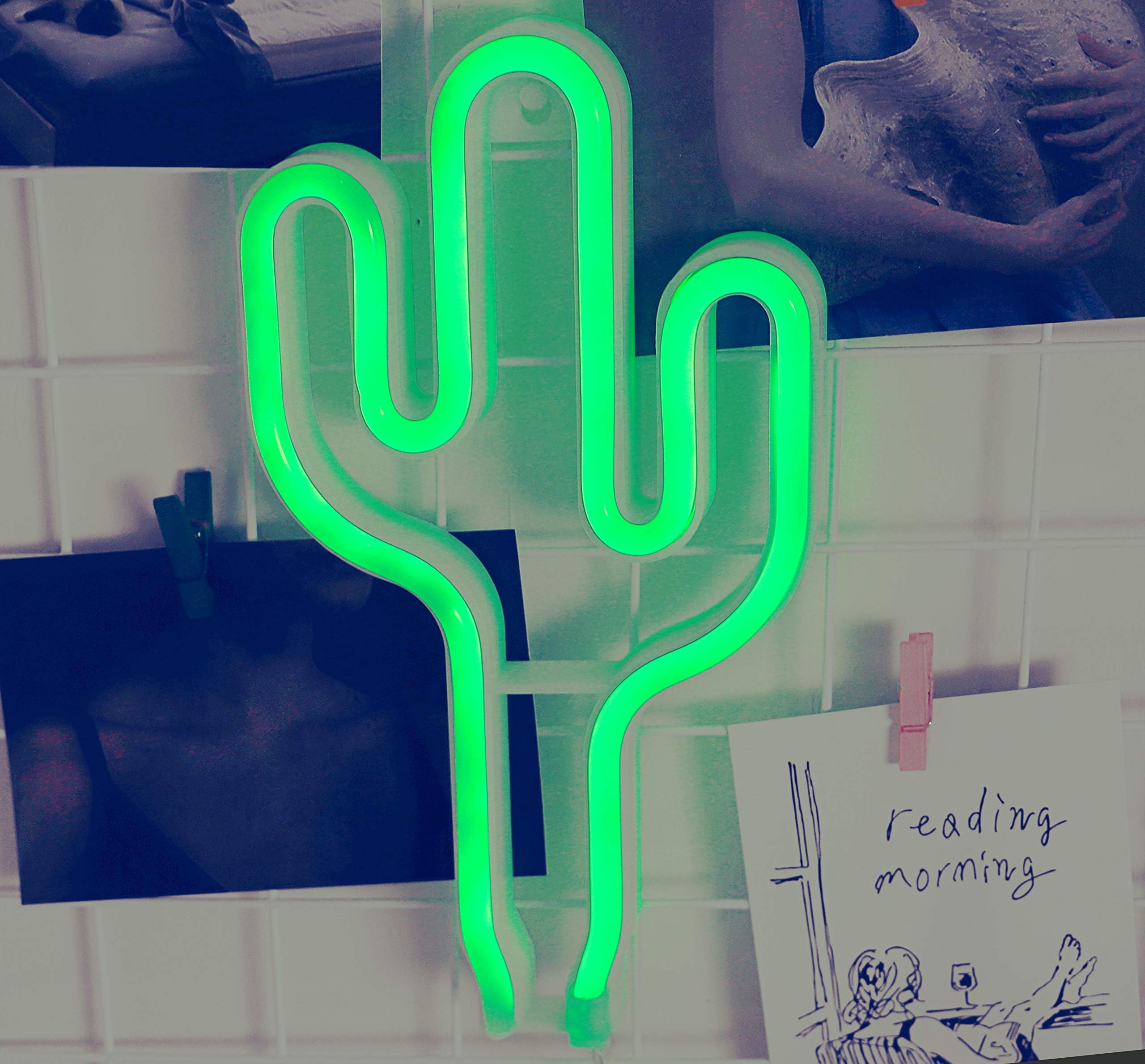 Hopolon Cactus Neon Signs, LED Neon Light Sign for Party Supplies Girls Room Decoration Accessory for Luau Summer Party Table Decoration Children Kids Gifts (Green Cactus)