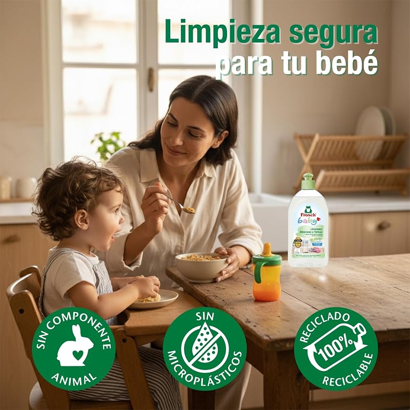 - Garrafas, Tetas e Chupetas Ecológicas de Detergente com Pantenol | Hipoalergénico e Gel de Limpeza Sem Fragrância | Embalar 2 x 500 ml