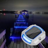 VOLISUN Solar Driveway Dock Deck LED Outdoor Lights 2 Colors Modes 12 Pack | Solar Powered Waterproof Outdoor Warning Step Light for Driveway Sidewalk Pathway Garden(White/Blue)