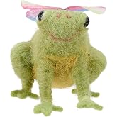 Primitives by Kathy Butterfly Frog Collectible Felt Critter, 3.25-inch, Handmade Details, Pastel Butterfly on its Head - Whimsical Spring &amp; Summer or Everyday Tiered Tray, Shelf, or Tablescape Decor