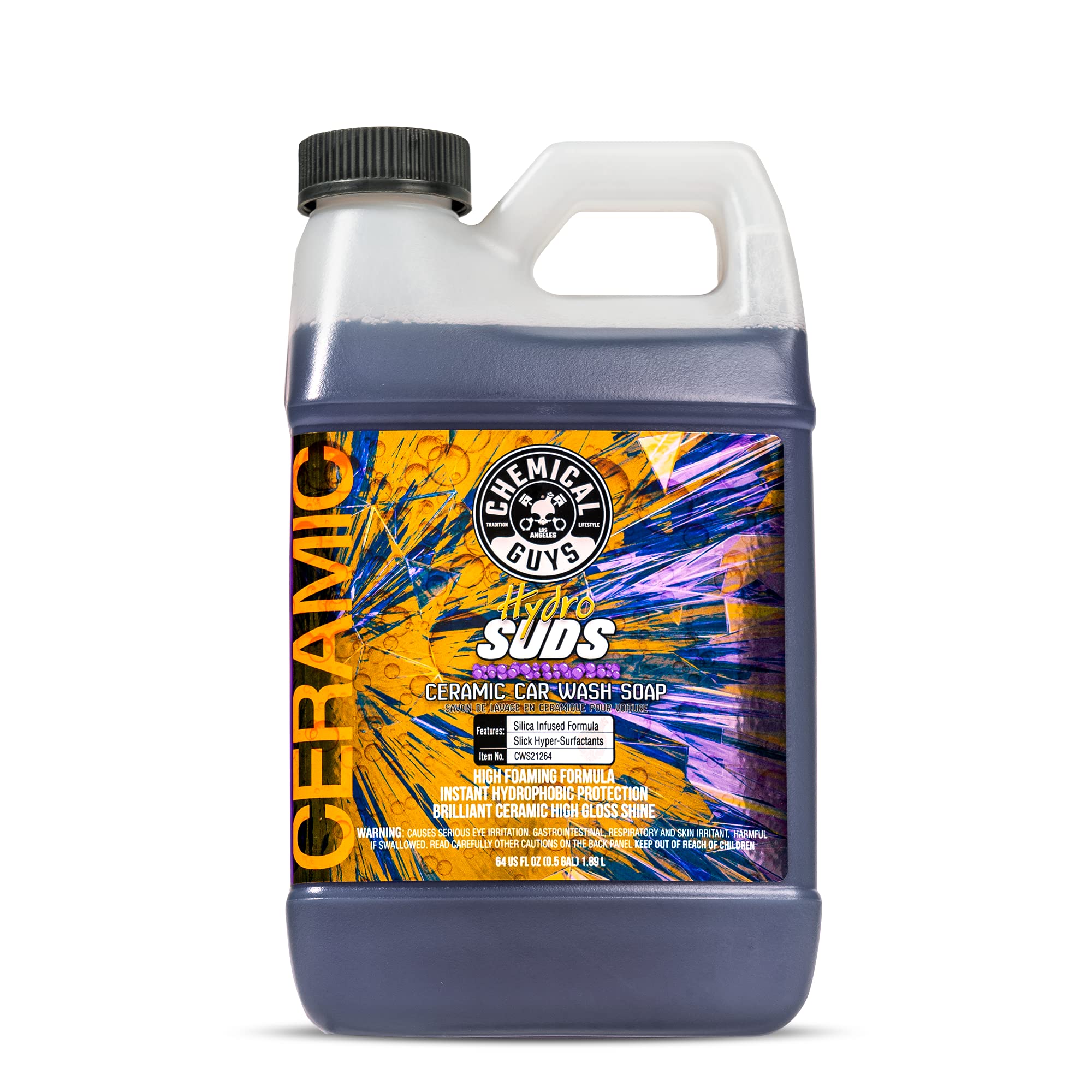 Chemical Guys CWS21264 HydroSuds Ceramic SiO2 Shine High Foaming Car Wash Soap (Works with Foam Cannons, Foam Guns or Bucket Washes) For Cars, Trucks, Motorcycles, RVs & More, 64 fl oz, Berry Scent Image
