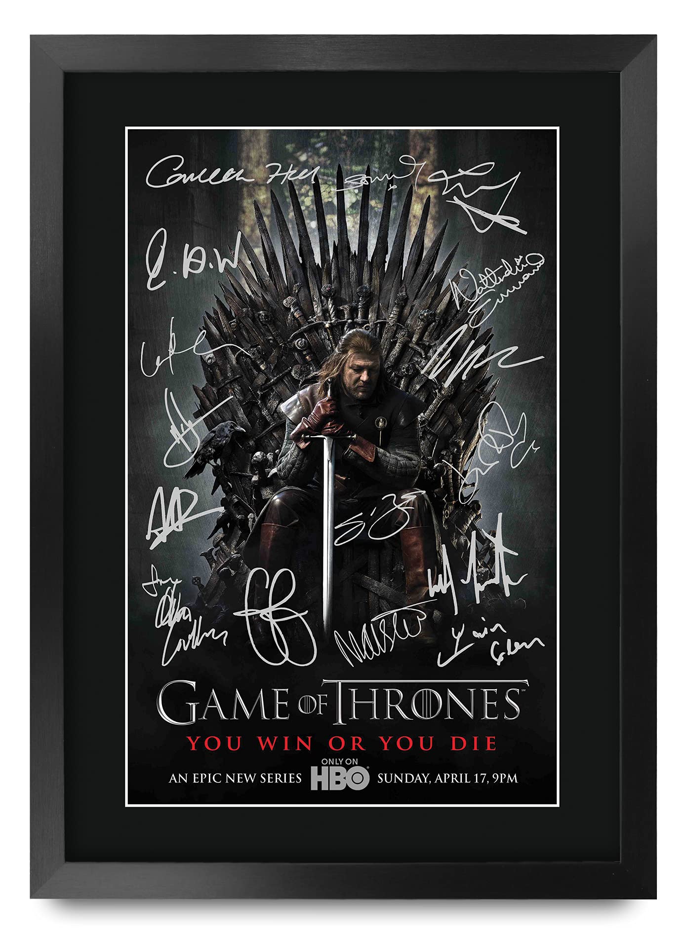 HWC Trading Game of Thrones Gifts Printed Signed Autograph Poster for TV Memorabilia Fans - A3 Framed