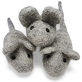 Earthtone Solutions Cat Mouse Toy - 3 Felted Wool Mouse Toys Without Catnip for Indoor Cats and Kittens - Large Handmade Mice