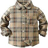 xinyeboy Toddler Baby Boy Girl Plaid Shirt Long Sleeve Button Down Dress Shirt for Holiday