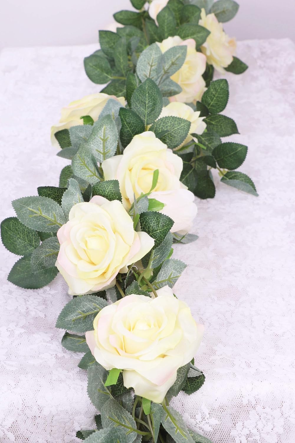 Cream Anlise 6 5ft Artificial Rose Vines Fake Silk Garlands Flowers Hanging Rose Ivy Plants For