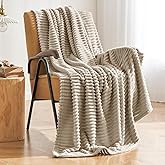 MIULEE Linen Throw Blanket 3D Ribbed Jacquard Fleece Flannel Velvet Plush Decorative Bed Blanket (Throw, 50" x 60") - Super Soft, Lightweight, Warm and Cozy for Couch Sofa