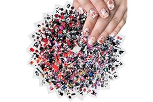 CUBLIVE 30 Sheets Halloween Nail Stickers Pumpkin Ghost Face Nail Charms Decals 3D Self Adhesive Spider Web Cat Bat Manicure Art Sticker for Acrylic Nails DIY Decorations