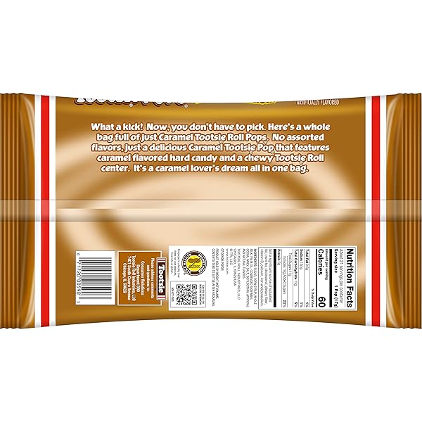 TOOTSIE POPS LIMITED EDITION INDIVIDUALLY WRAPPED SINGLE FLAVOR LOLLIPOPS WITH TOOTSIE ROLL CENTER, CARAMEL, 12.6 OUNCE