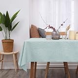 Deconovo Decorative Faux Linen Tablecloth 51x51in Light Blue Wipeable view 2
