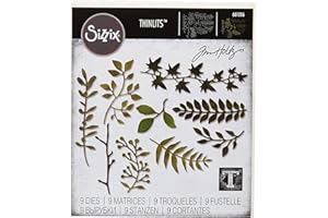 Sizzix 661206 Thinlits Die Set, Garden Greens by Tim Holtz (9/Pack), 7.5 x 5.63 x 0.25