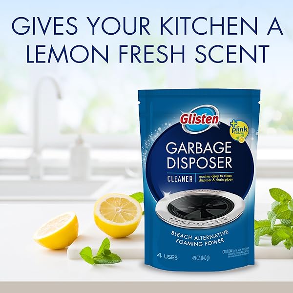 GLISTEN GARBAGE DISPOSER CLEANER, ODOR ELIMINATOR WITH FOAMING ACTION, REMOVES BUILD-UP AND DEEP CLEANS, LEMON SCENT, 4.9 OZ(PACK OF 6)