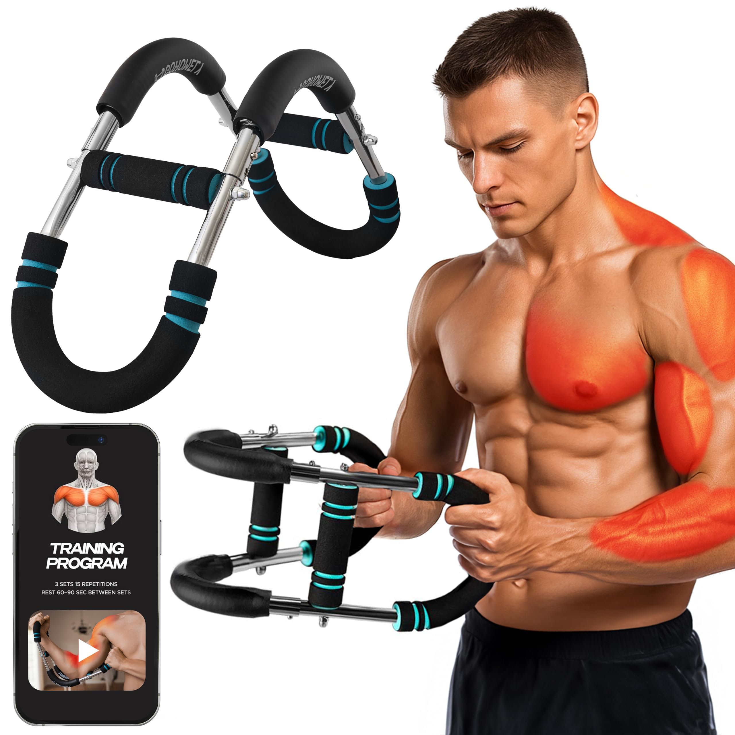 Photo 1 of Twister Arm Trainer 40-90 lbs - Adjustable Chest, Arm & Upper Body Workout Bar for Home Gym Strength Training - Silent Resistance Power Twister by GOHOMELY