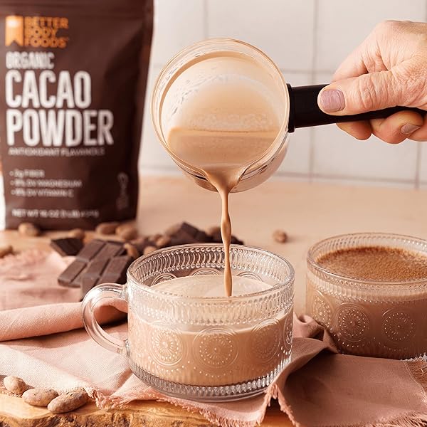 BETTERBODY FOODS ORGANIC CACAO POWDER, RICH CHOCOLATE FLAVOR, NON-GMO, GLUTEN-FREE, COCOA, 16 OUNCE, 1 LB BAG