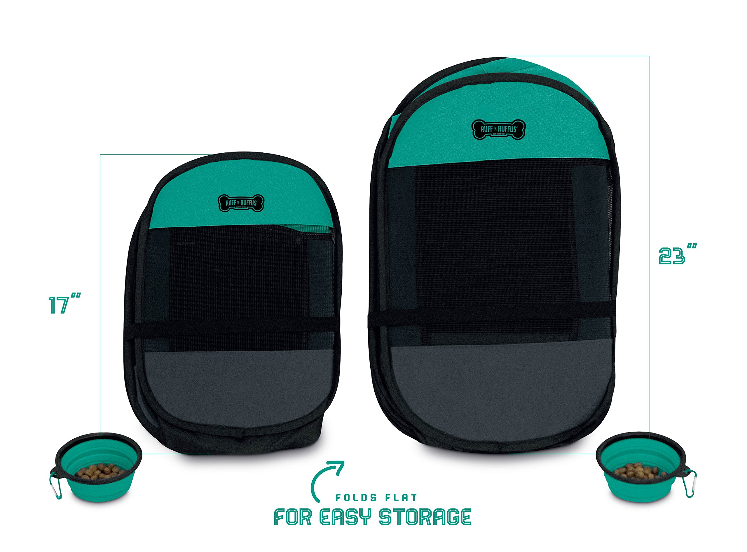 Ruff 'n Ruffus Portable Foldable Pet Playpen + Carrying Case & Collapsible Travel Bowl | Indoor / Outdoor use | Water resistant | Removable shade cover | Dogs / Cats / Rabbit | Available In 3 Sizes