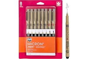SAKURA Pigma Micron Fineliner Pens - Archival Black Ink Pens - Pens for Writing, Drawing, or Journaling - Assorted Point Sizes - 8 Pack