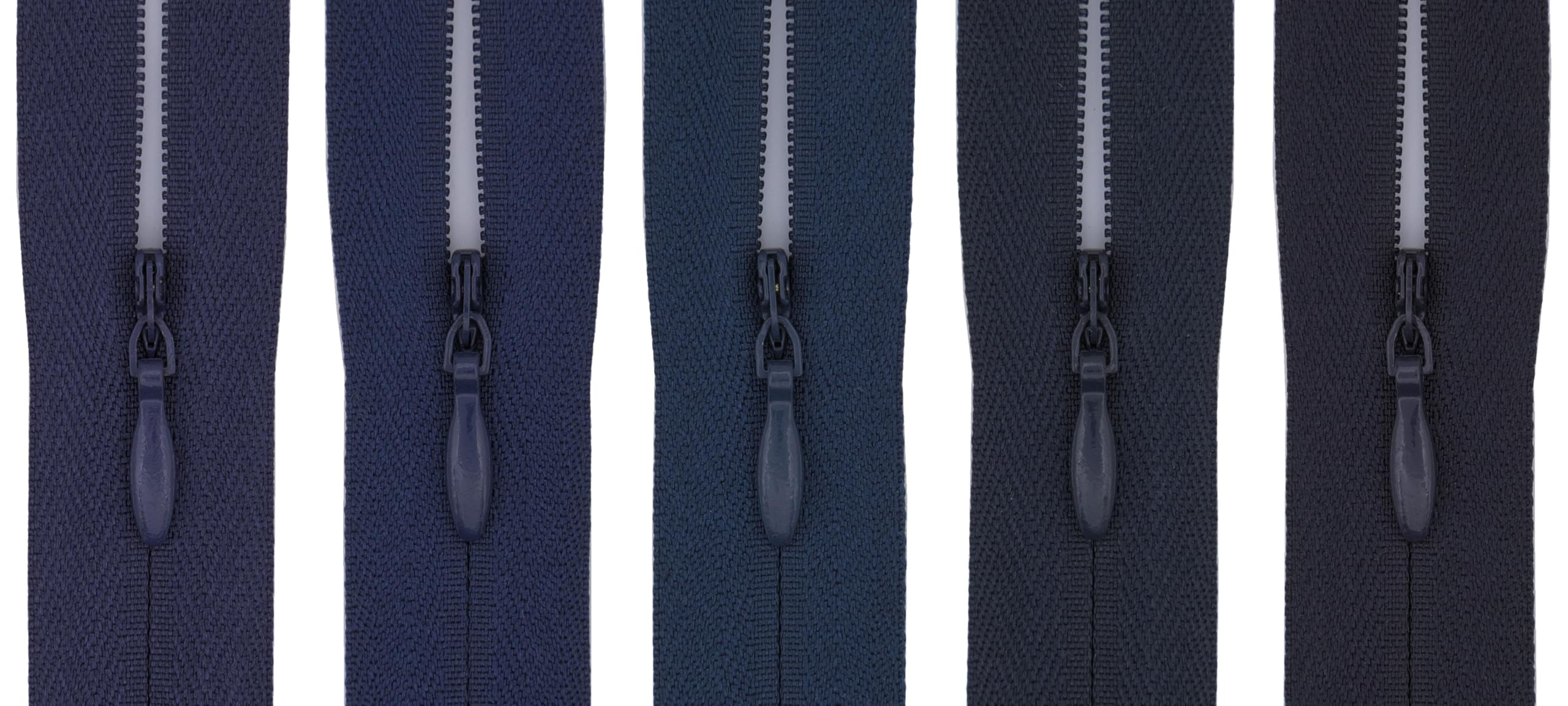 #3 Invisible Zip 16 Inch (40cm) – Close-End with Woven Tape for Sofa Cushions, Pillows & Dress Backs - for Home Decor & Dressmaking - Pack of 5 (5 Different Shades) (Dark Navy Mix)