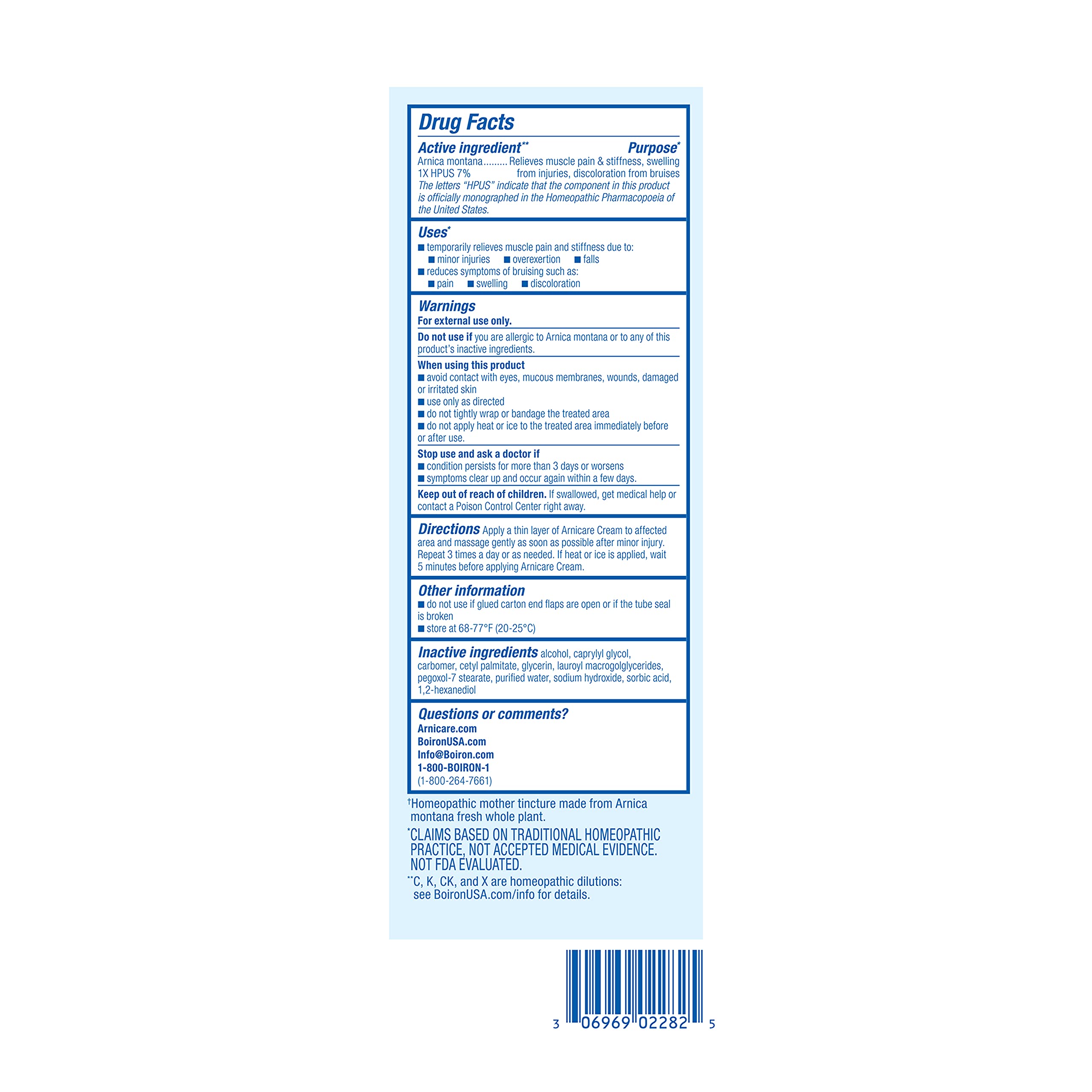 Boiron Arnicare Cream for Joint Pain, Muscle Pain, Swelling, Soreness, Stiffness, and Bruises - Fast Absorbing and Fragrance-Free - 4.2 oz