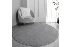 FlyDOIT Round Area Rugs for Bedroom Living Room, 4x4 Grey Super Soft Comfy Thickened Memory-Foam Indoor Circle Carpets, Modern Aesthetic Minimalist Carpet for Boys Girls Adults Nursery Home Décor