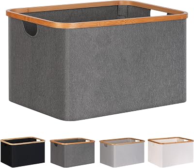 efluky 60L Foldable Bamboo Laundry Basket Collapsible Storage