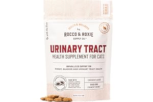 ROCCO & ROXIE SUPPLY CO. Rocco & Roxie Cat Urinary Tract Health Supplement, Cranberry and D-Mannose for Bladder, UT and Kidney Support for Cats, Vet-Recommended, Chicken-Flavored Crunchy Chews, Made in USA