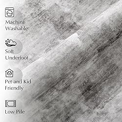 WondRg 5x5 Washable Round Rug Grey Abstract Modern
