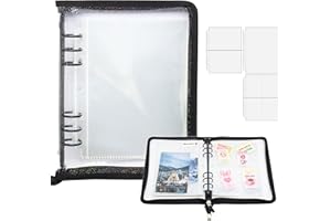 HEAROO A5 Sticker Storage Binder with Zipper Closure, Reusable Sticker Organizer Album with Pockets, Perfect for Collecting, Organizing, and Displaying Stickers (Black)