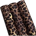 David accessories Leopard Pattern Printed Faux Leather Sheets Synthetic Leather Fabric 3 Pcs 7.7" x 12.9" (20cm x 33cm) Cotton Back for DIY Craft Project (Leopard Printed)