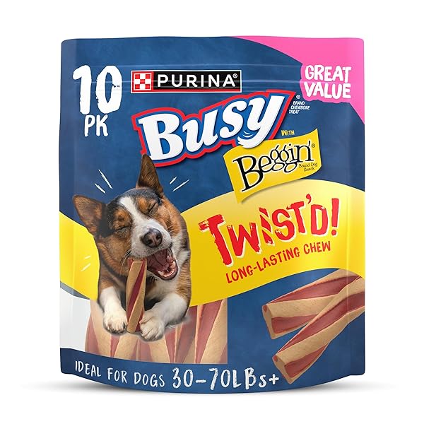 PURINA BUSY WITH BEGGIN’ DOG TREATS, TWIST’D – 10 COUNT (PACK OF 1)