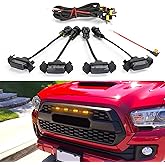 Seven Sparta 4 PCS Grill Led Lights with Fuse Adaptor Compatible with 2016-2023 Toyota Tacoma TRD Pro OEM Front Grille (Amber Light with Black Shell)