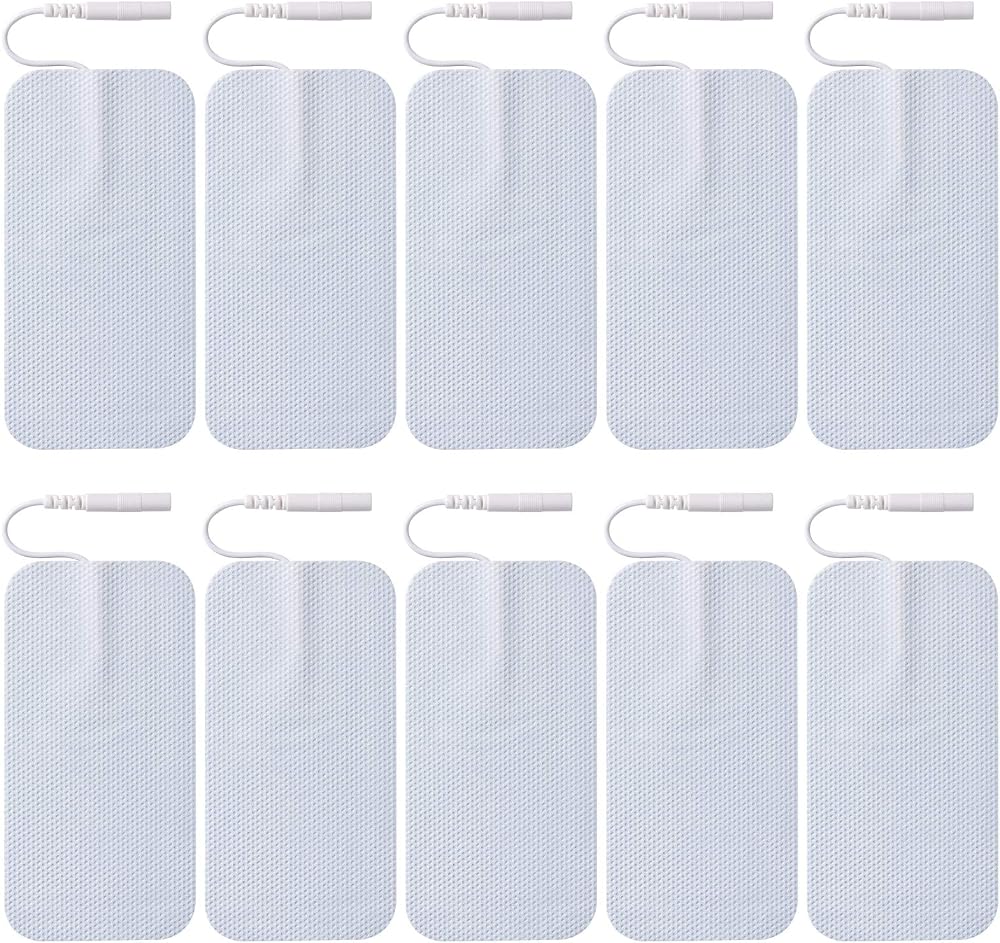 LiteTour 10 Pcs Large Electrode Pads 2x4 Inches 2mm Connector TENS Replacement