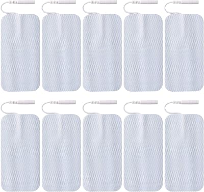 LiteTour 10 Pcs Large Electrode Pads 2x4 Inches 2mm Connector TENS Replacement