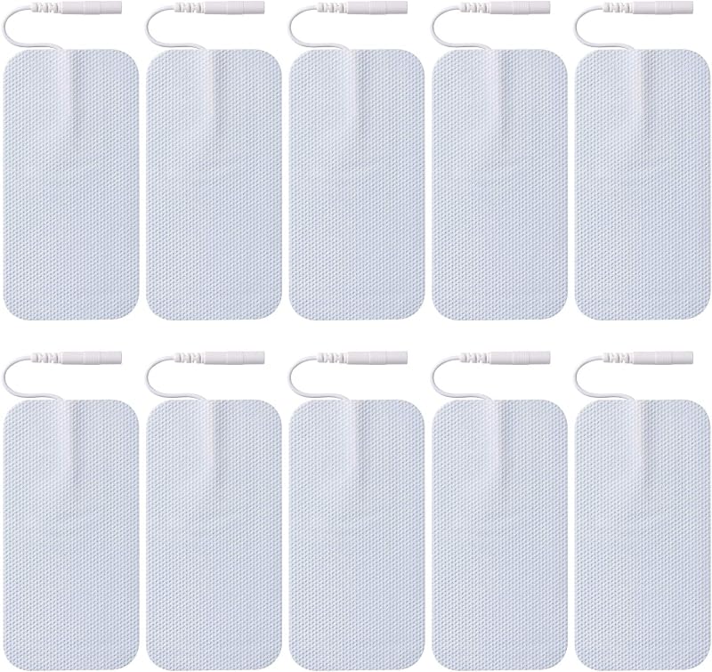 LiteTour 10 Pcs Large Electrode Pads 2x4 Inches 2mm Connector TENS Replacement
