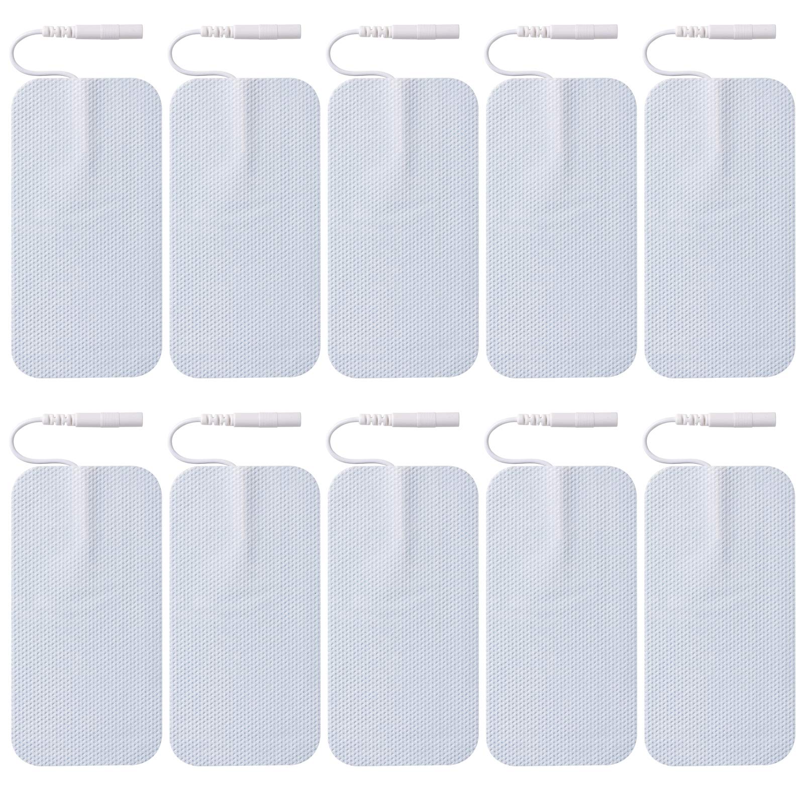 LiteTour 10 Pieces Large Electrode Pads for TENS Unit Replacement Pads for TENS Machine 2mm PIN Connector - 2x4 Inches Self-Adhesive Electrodes