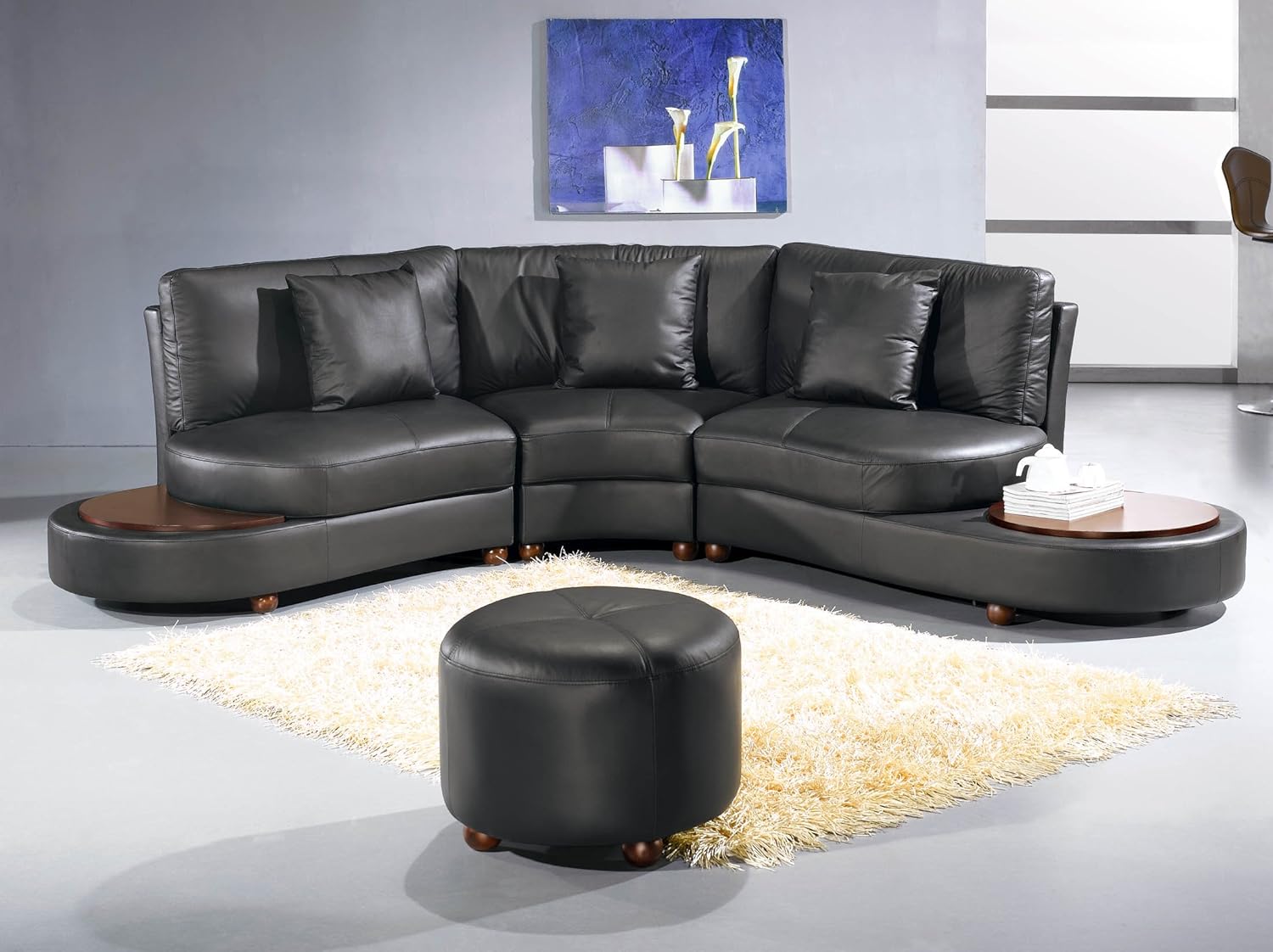 Vig Furniture Ev 2229 Contemporary Black Leather Sectional Amazon Co Uk Kitchen Home
