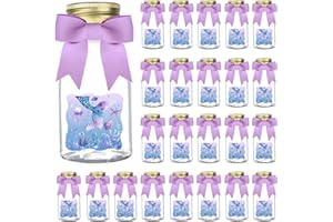 Serencatcher 24 Pack Mermaid Party Favors for Girl, Mermaid Theme Baby Shower PET Candy Bottles with Ribbons and Thank You for Coming Stickers DIY Candy Jars for Mermaid Birthday Party Decoration