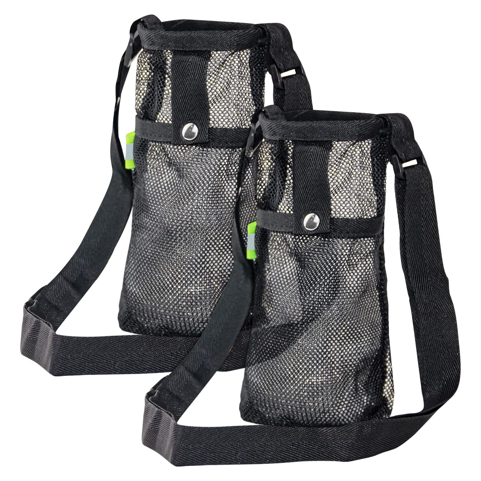 Photo 1 of Zuihug 2PCS Water Bottle Carrier Bag - Convenient Holder with Strap and Pocket for Hiking, Walking, and Travel (Black, L)