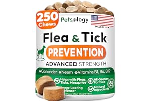 Flea and Tick Prevention for Dogs Pills - 250 Soft Chews - Natural Dog Flea & Tick Control - Oral Defense Treatment for Dogs Supplement - Vet Formulated Chews - All Breeds & Ages - Made in USA